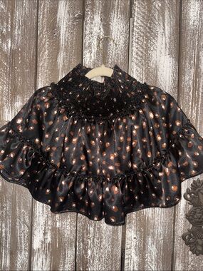 Alter’d State Black Satin Ruffled Skirt with Copper Spot Print Women’s/Juniors